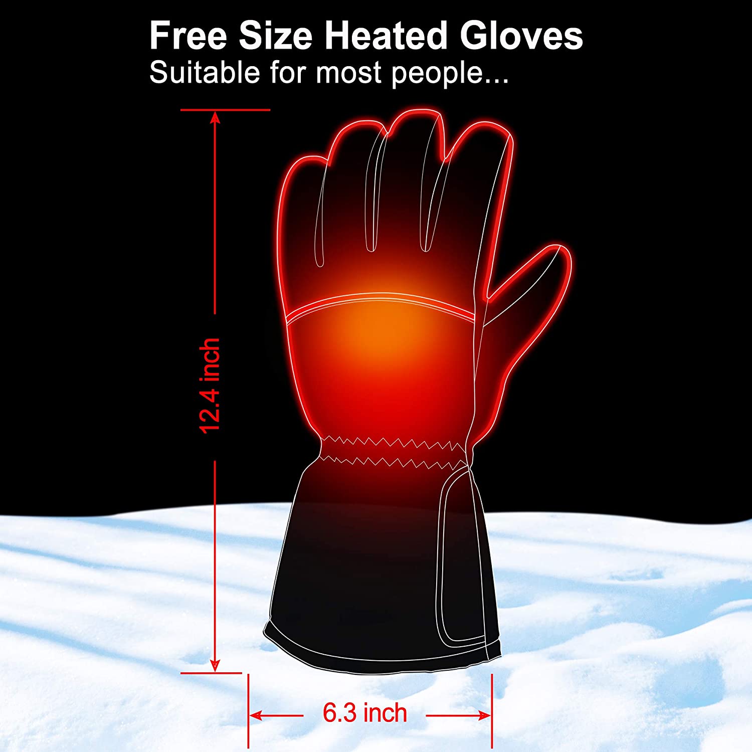 Rabbitroom Winter Electric Heated Gloves Battery Power Heating Gloves Black (6988308185271)